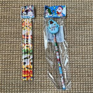 Set of holiday pencils for Halloween and Christmas